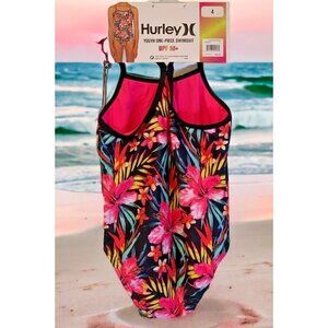 Hurley Girls UPF 50+ One Piece Quick Dry Swimsuit Youth Size 4 Pink Floral